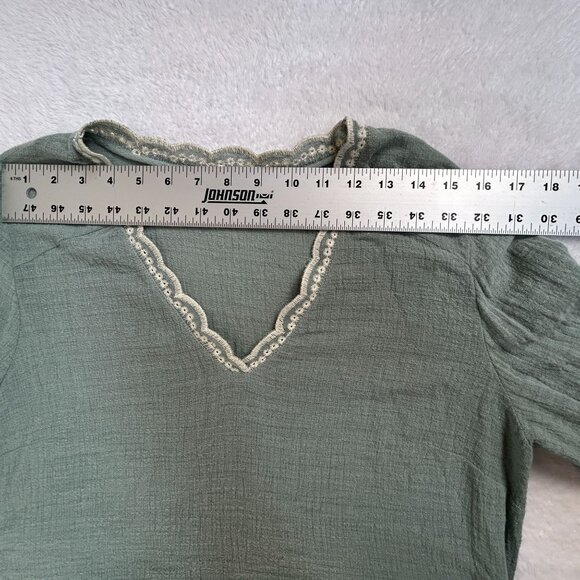 Soft Surroundings Womens Floral Embroidered Pissarro Shift Dress Medium Green - Picture 5 of 7